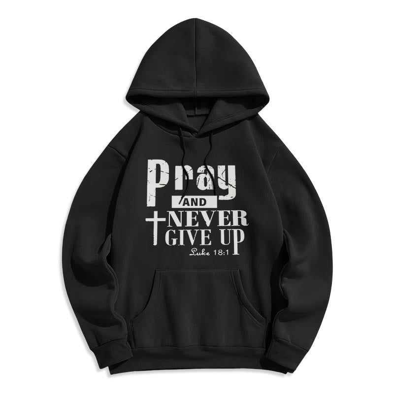 Felpa con cappuccio in poliestere foderata in pile Christianartworkshop Cross & Scripture Pray And Never Give Up - Nero - 2XL - image 5