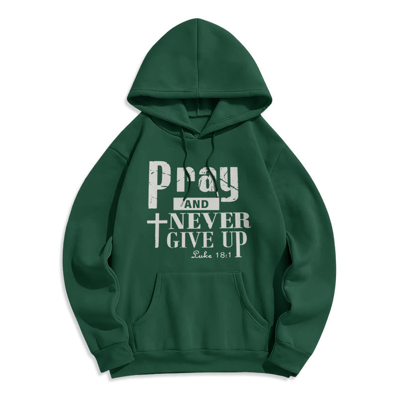 Felpa con cappuccio in poliestere foderata in pile Christianartworkshop Cross & Scripture Pray And Never Give Up - Verde - 2XL - image 8