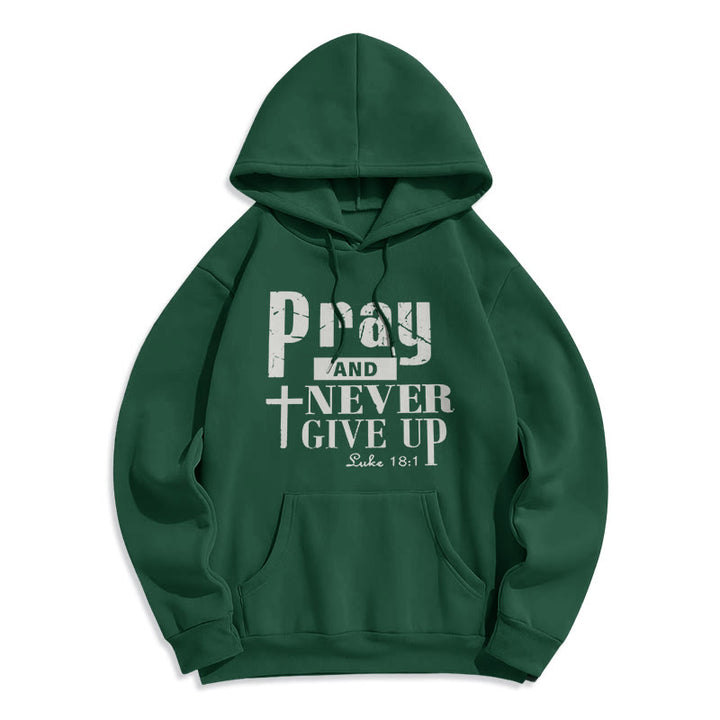 Felpa con cappuccio in poliestere foderata in pile Christianartworkshop Cross & Scripture Pray And Never Give Up - Verde - 2XL - image 8