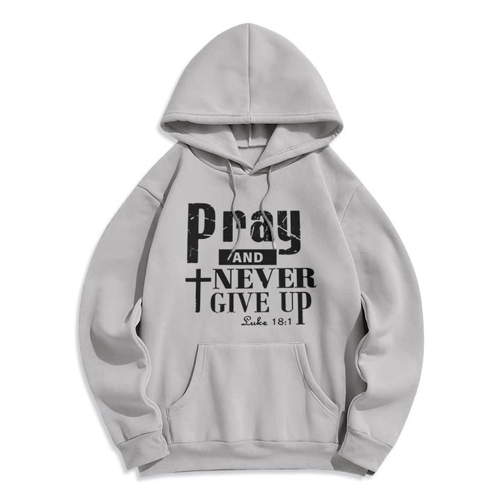Felpa con cappuccio in poliestere foderata in pile Christianartworkshop Cross & Scripture Pray And Never Give Up - Grigio - 2XL - image 3