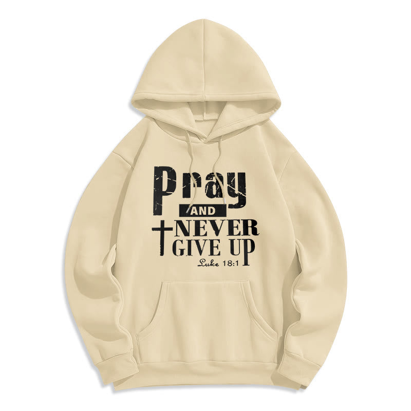 Felpa con cappuccio in poliestere foderata in pile Christianartworkshop Cross & Scripture Pray And Never Give Up - Beige - 2XL - image 6