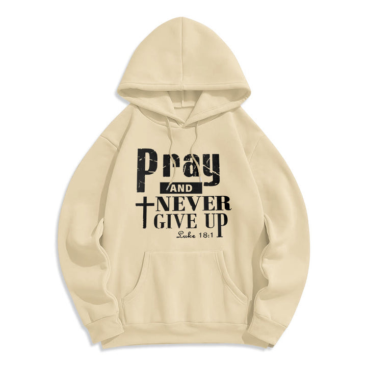 Felpa con cappuccio in poliestere foderata in pile Christianartworkshop Cross & Scripture Pray And Never Give Up - Beige - 2XL - image 6
