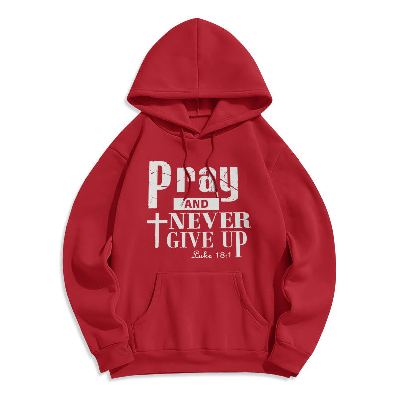 Felpa con cappuccio in poliestere foderata in pile Christianartworkshop Cross & Scripture Pray And Never Give Up - Rosso - 2XL - image 7