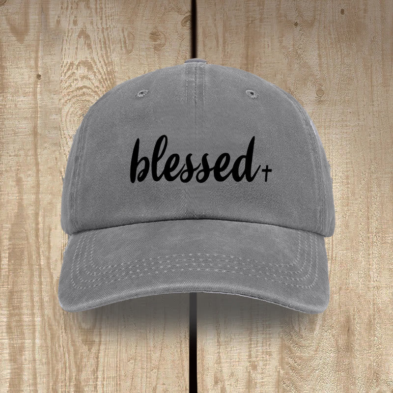 Christianartworkshop Cappello unisex in cotone lavato effetto consumato, stile streetwear, Blessed - Grigio - image 5