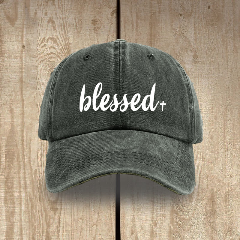 Christianartworkshop Cappello unisex in cotone lavato effetto consumato, stile streetwear, Blessed - Verde militare - image 6