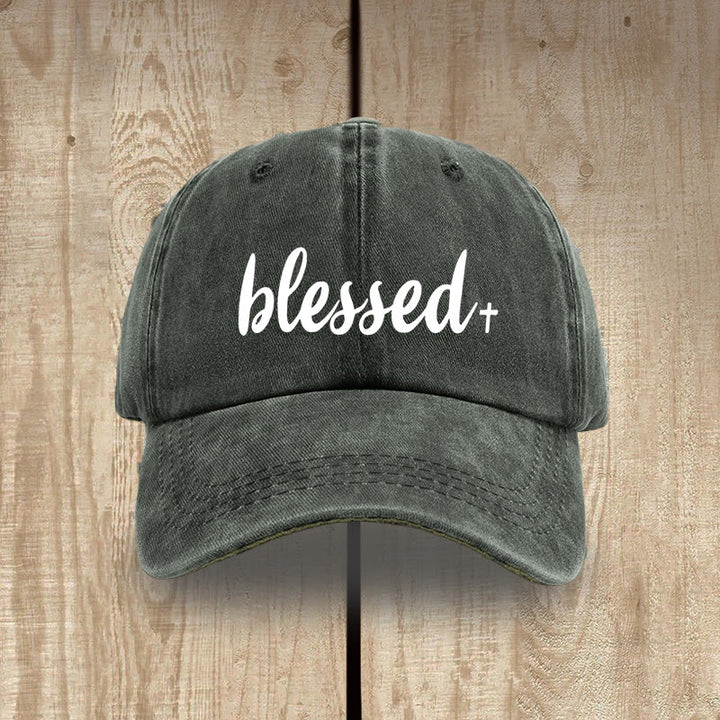 Christianartworkshop Cappello unisex in cotone lavato effetto consumato, stile streetwear, Blessed - Verde militare - image 6