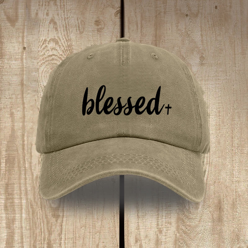 Christianartworkshop Cappello unisex in cotone lavato effetto consumato, stile streetwear, Blessed - Cachi - image 8