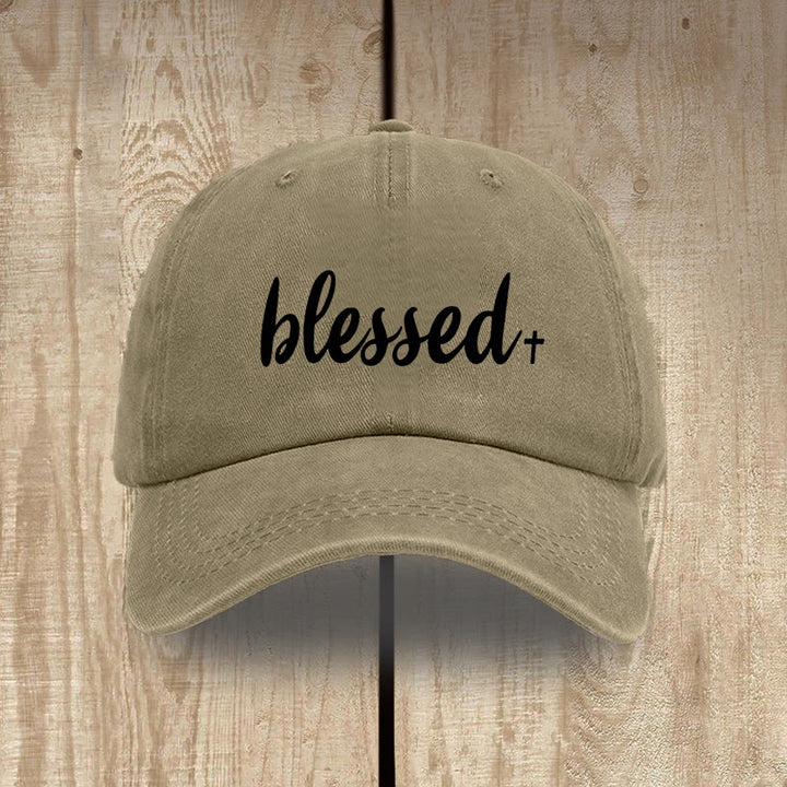 Christianartworkshop Cappello unisex in cotone lavato effetto consumato, stile streetwear, Blessed - Cachi - image 8