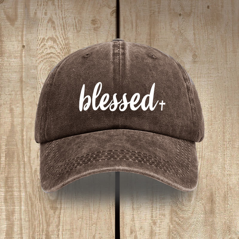 Christianartworkshop Cappello unisex in cotone lavato effetto consumato, stile streetwear, Blessed - Caffè - image 7