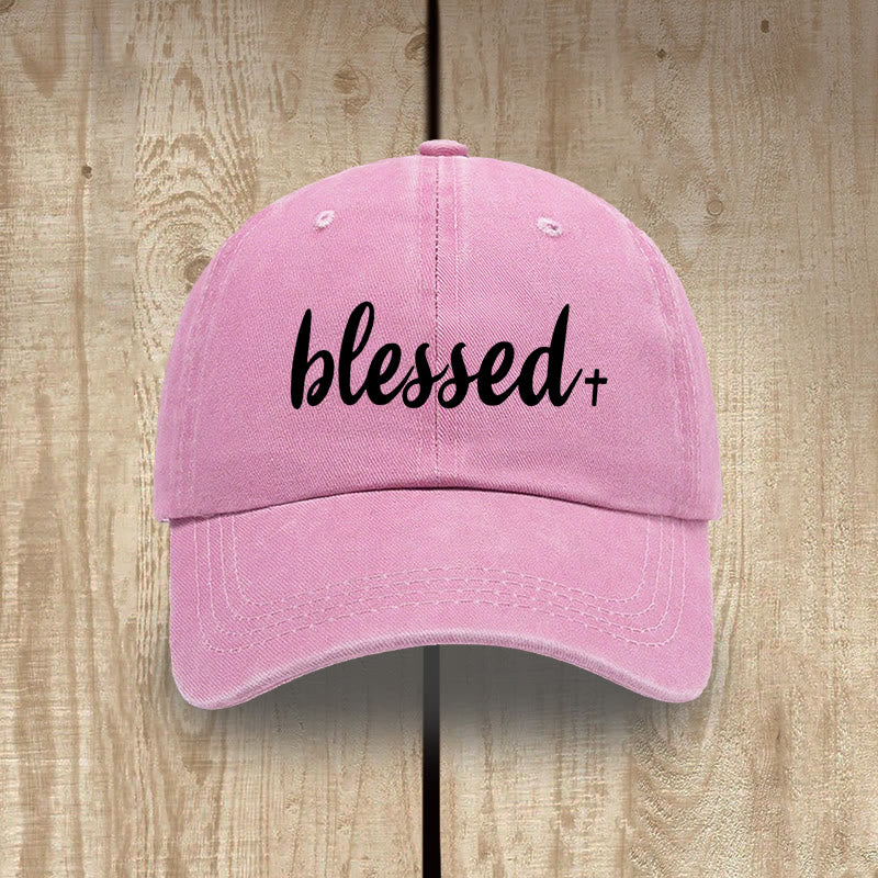 Christianartworkshop Cappello unisex in cotone lavato effetto consumato, stile streetwear, Blessed - Rosa - image 13