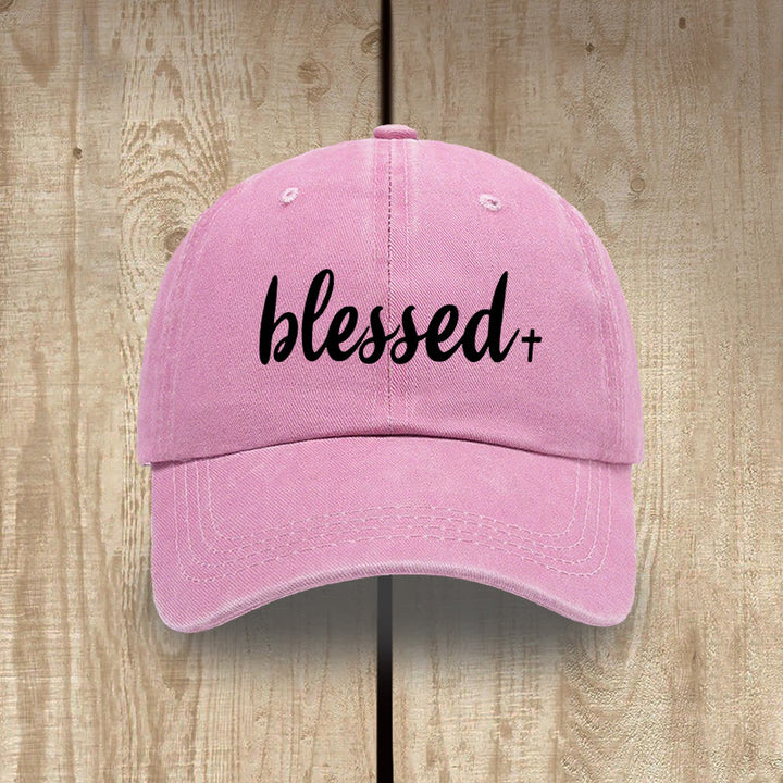 Christianartworkshop Cappello unisex in cotone lavato effetto consumato, stile streetwear, Blessed - Rosa - image 13
