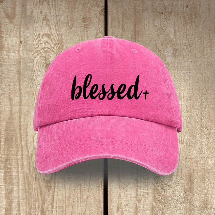 Christianartworkshop Cappello unisex in cotone lavato effetto consumato, stile streetwear, Blessed - Rosa rossa - image 12