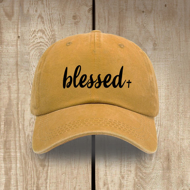 Christianartworkshop Cappello unisex in cotone lavato effetto consumato, stile streetwear, Blessed - Giallo - image 16