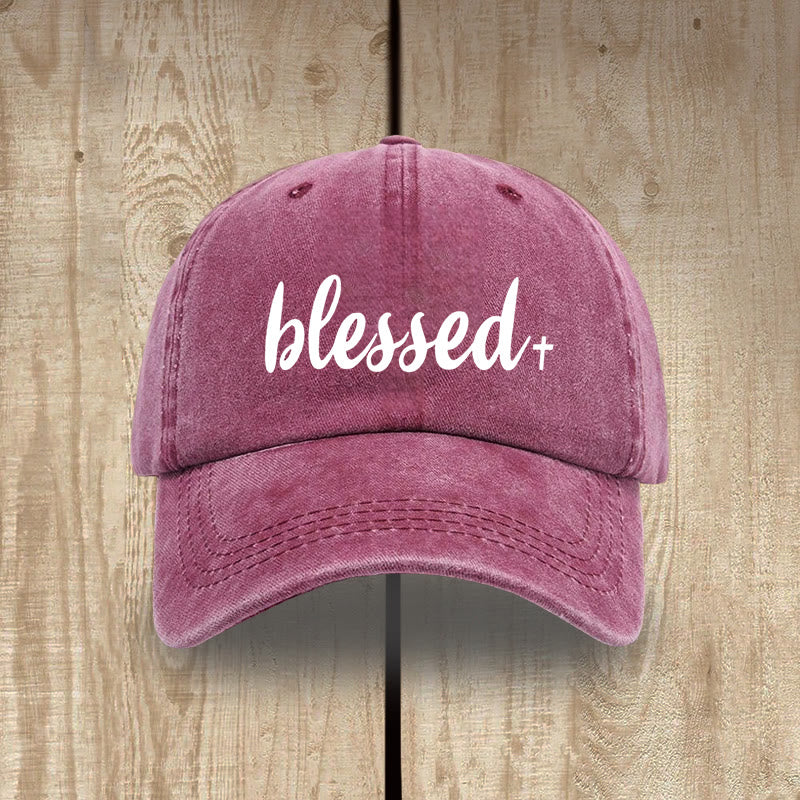 Christianartworkshop Cappello unisex in cotone lavato effetto consumato, stile streetwear, Blessed - Vino - image 11