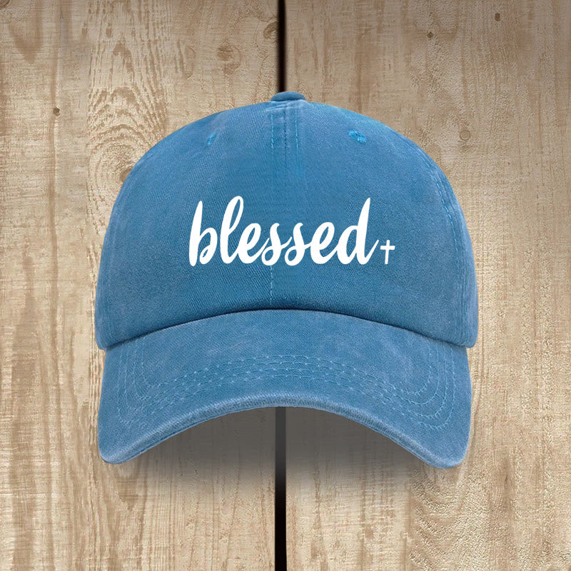 Christianartworkshop Cappello unisex in cotone lavato effetto consumato, stile streetwear, Blessed - Lago Blu - image 10