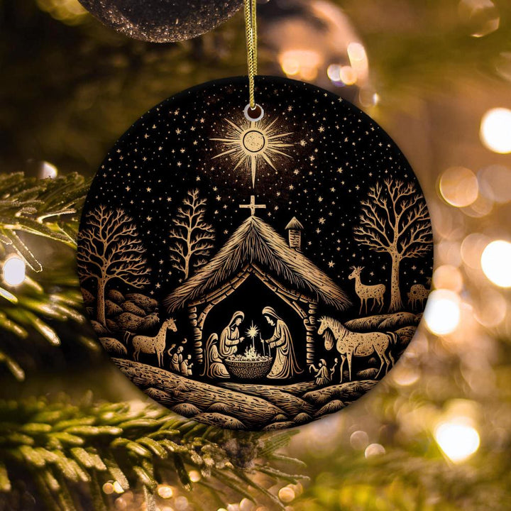 Christianartworkshop Decorazioni natalizie da appendere per presepe artistico nero e oro - Acrilico - image 0
