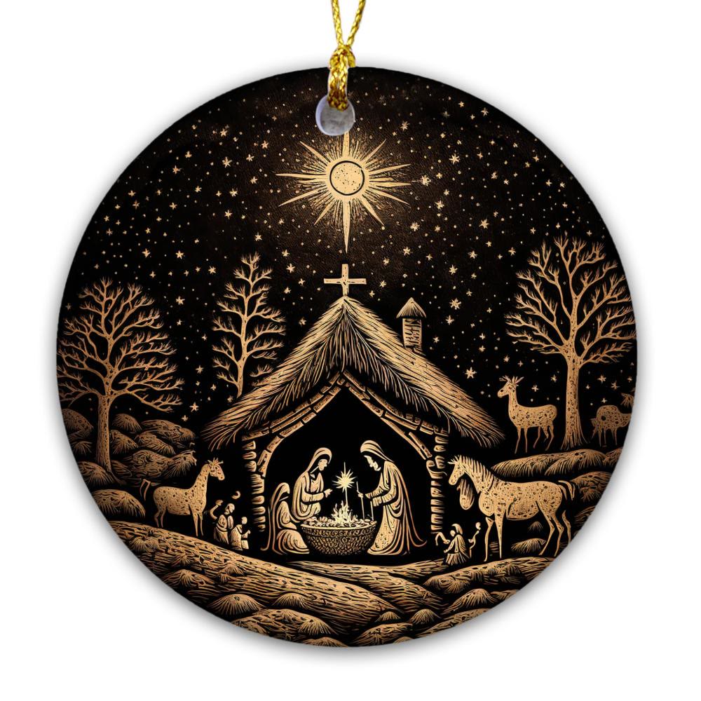 Christianartworkshop Decorazioni natalizie da appendere per presepe artistico nero e oro - image 3