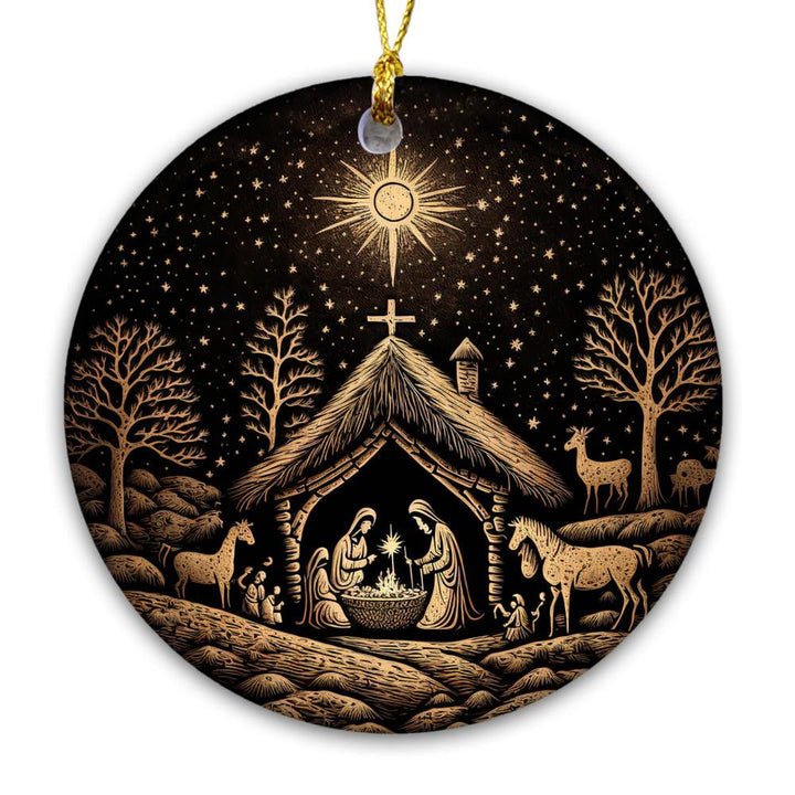 Christianartworkshop Decorazioni natalizie da appendere per presepe artistico nero e oro - image 3