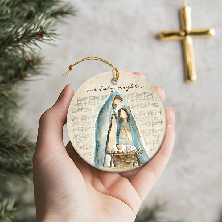 Christianartworkshop O Holy Night Spartito musicale e decorazioni da appendere alla Natività in acquerello - image 4