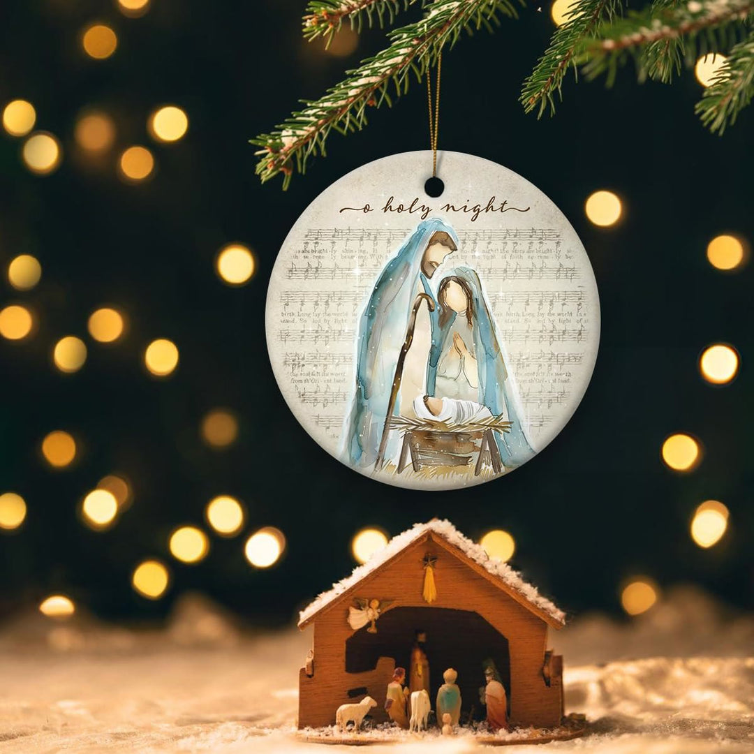 Christianartworkshop O Holy Night Spartito musicale e decorazioni da appendere alla Natività in acquerello - Acrilico - image 0