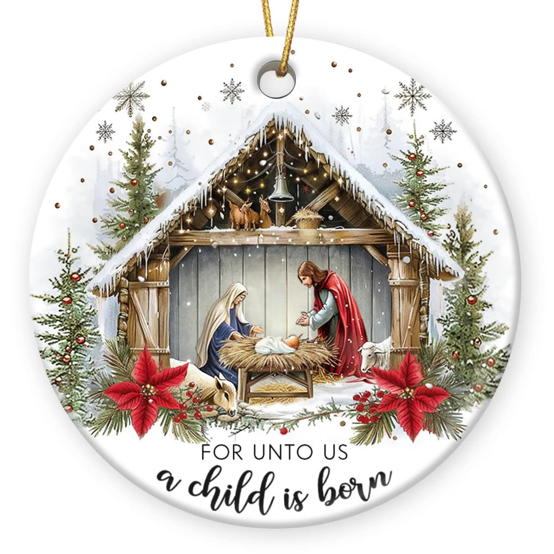 Christianartworkshop Perché un bambino è nato per noi. Decorazioni natalizie innevate. - image 3