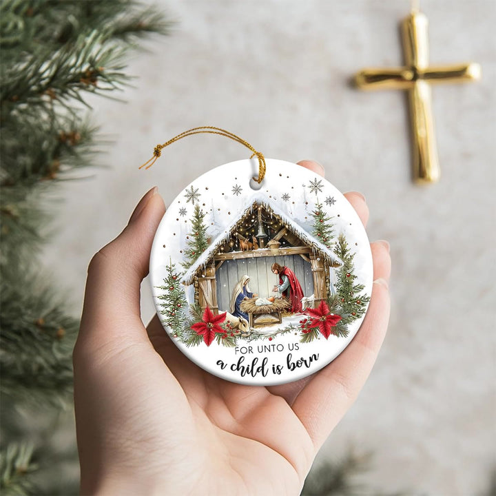 Christianartworkshop Perché un bambino è nato per noi. Decorazioni natalizie innevate. - Ceramica - image 2