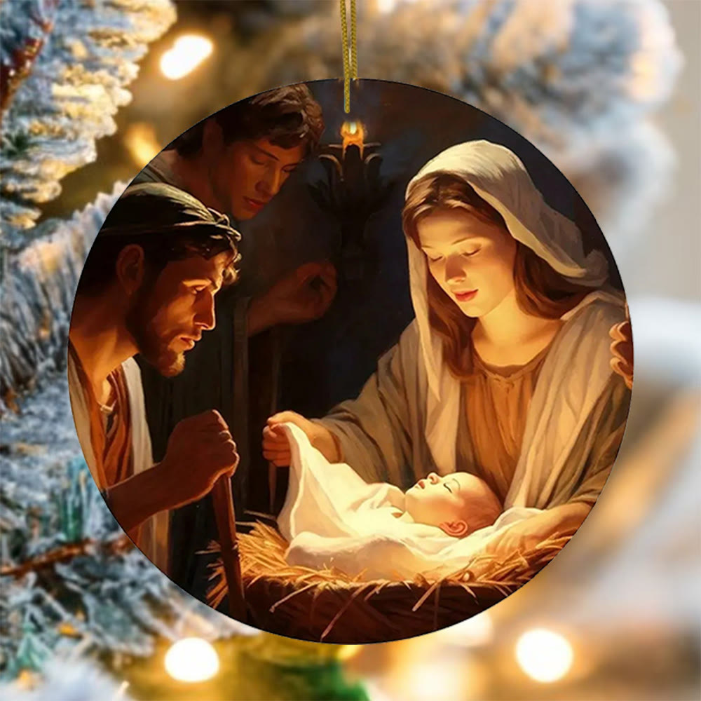 Christianartworkshop 3 Ornamenti per la benedizione della Natività in stile dipinto a olio realistico - Stile 1 - Acrilico - image 0