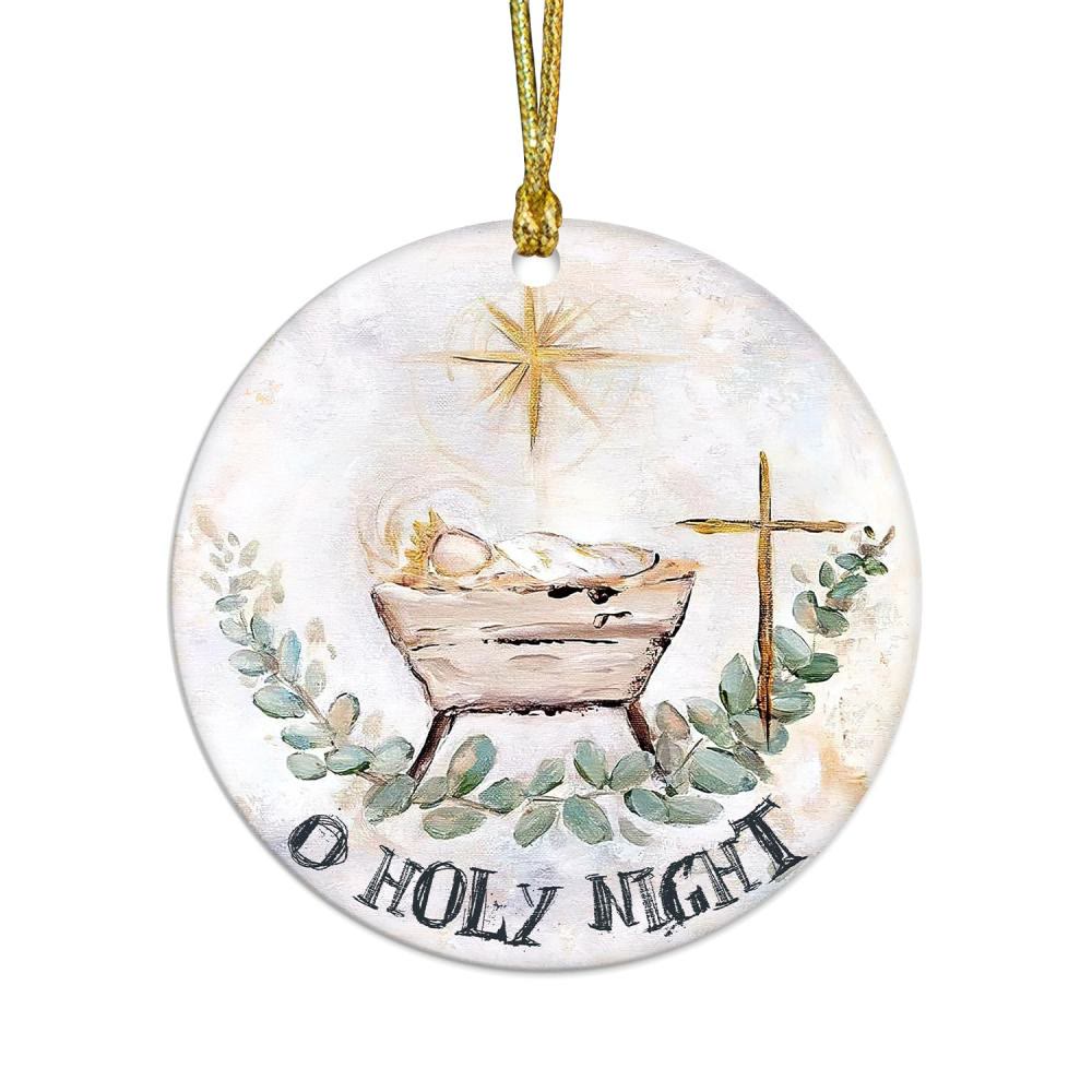 Christianartworkshop Acquerello O Holy Night Natività e Croce Decorazioni Natalizie da Appendere - image 3