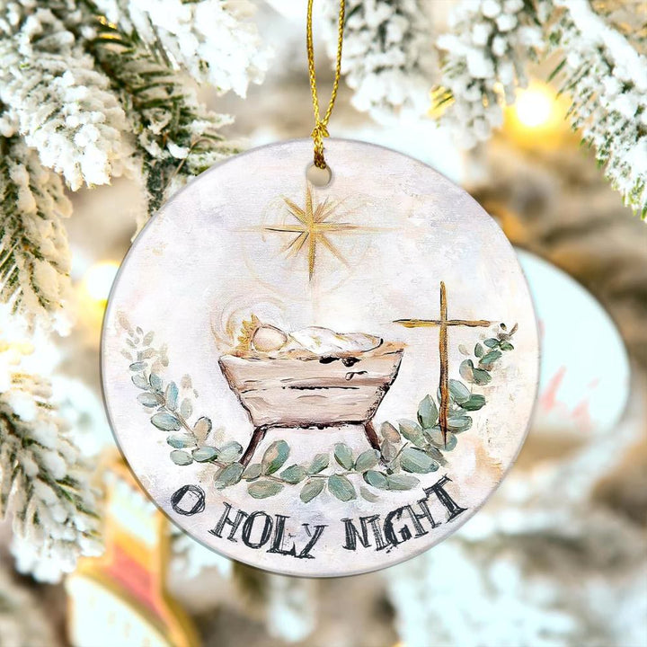 Christianartworkshop Acquerello O Holy Night Natività e Croce Decorazioni Natalizie da Appendere - image 2