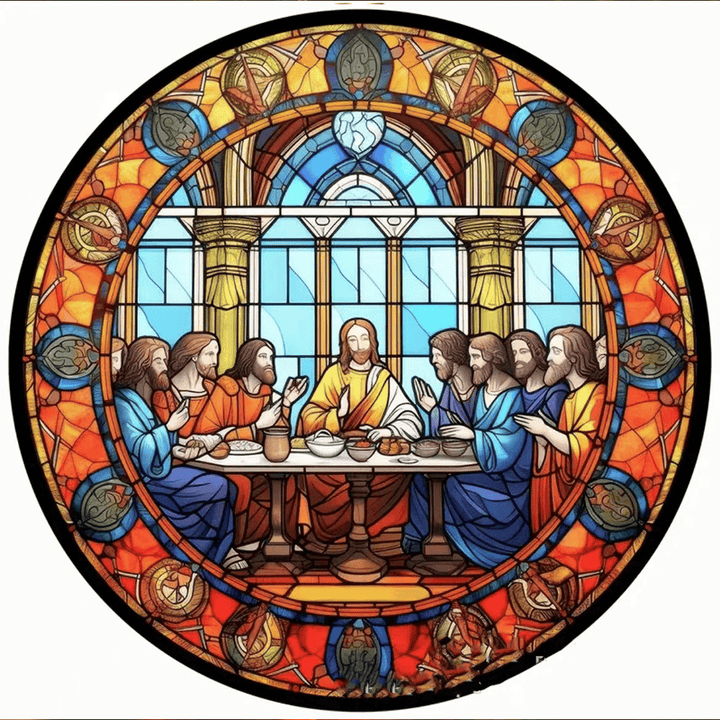 Christianartworkshop Vetrate artistiche in stile L'Ultima Cena Decorazioni sospese - image 19