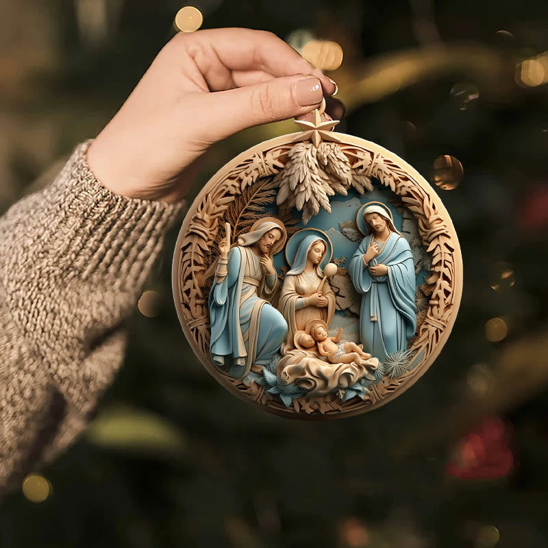 Christianartworkshop Decorazioni natalizie da appendere in stile retrò Natività B - image 1