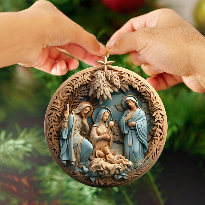 Christianartworkshop Decorazioni natalizie da appendere in stile retrò Natività B - image 2