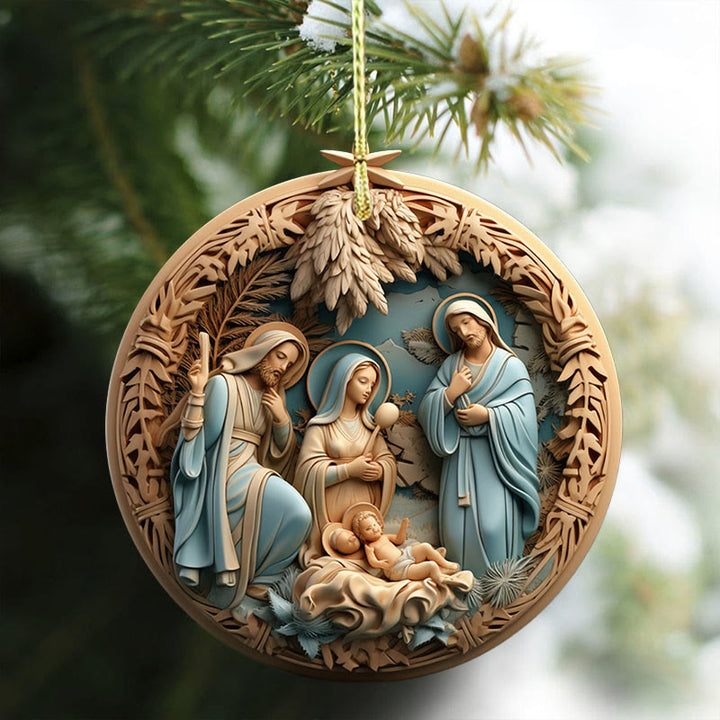 Christianartworkshop Decorazioni natalizie da appendere in stile retrò Natività B - Ceramica - image 0