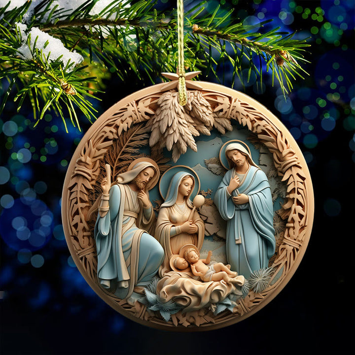 Christianartworkshop Decorazioni natalizie da appendere in stile retrò Natività B - image 4