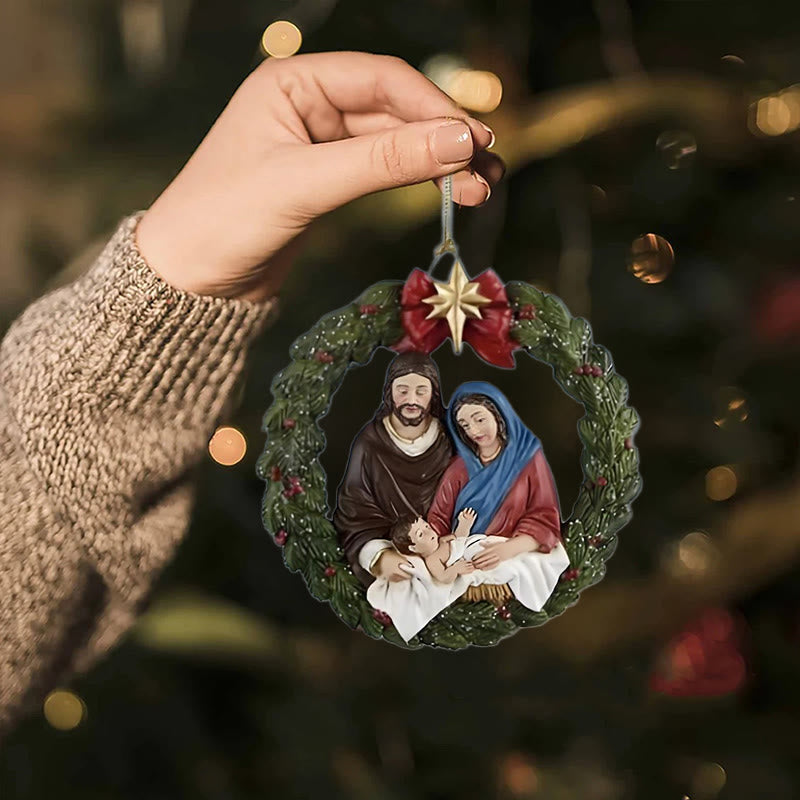 Christianartworkshop Modello in resina colorata in stile Sacra Famiglia Ornamenti natalizi parassita - image 1