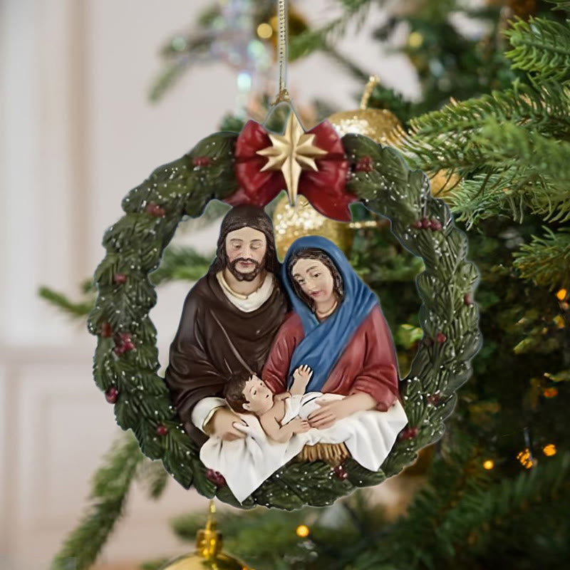 Christianartworkshop Modello in resina colorata in stile Sacra Famiglia Ornamenti natalizi parassita - Stile 1 - image 0