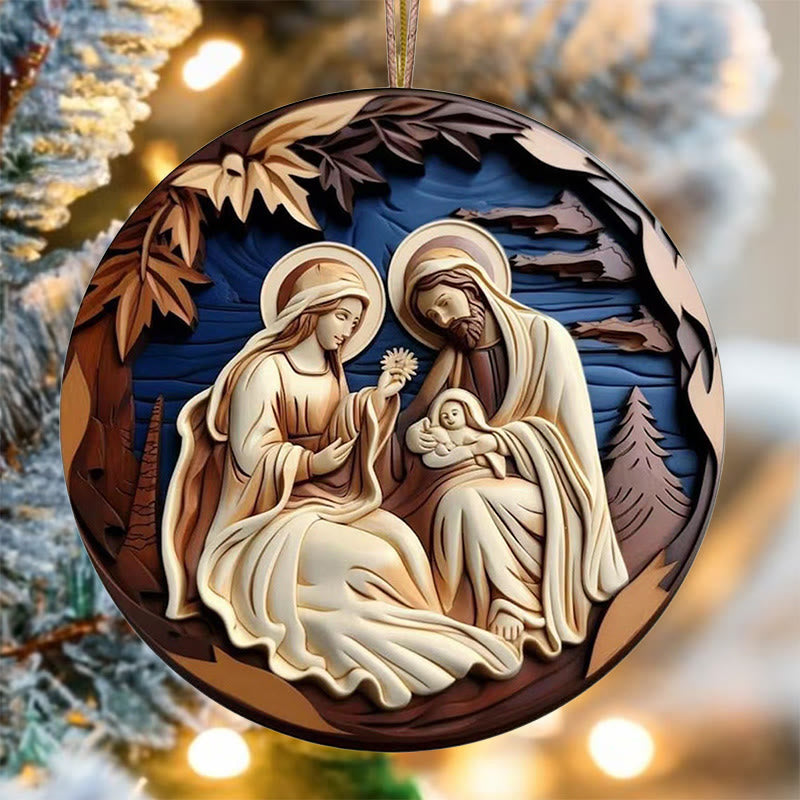 Christianartworkshop Retro Natività Decorazioni Natalizie da Appendere C - Ceramica - image 0