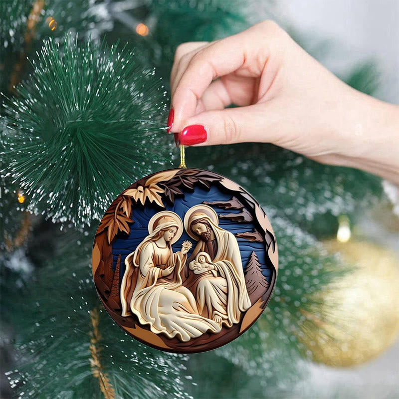 Christianartworkshop Retro Natività Decorazioni Natalizie da Appendere C - image 1