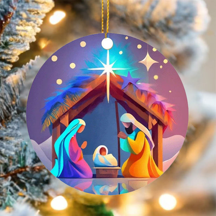 Christianartworkshop Astratto Stile Cartone Animato Natività Benedizione Natale Ornamenti da Appendere C - image 3