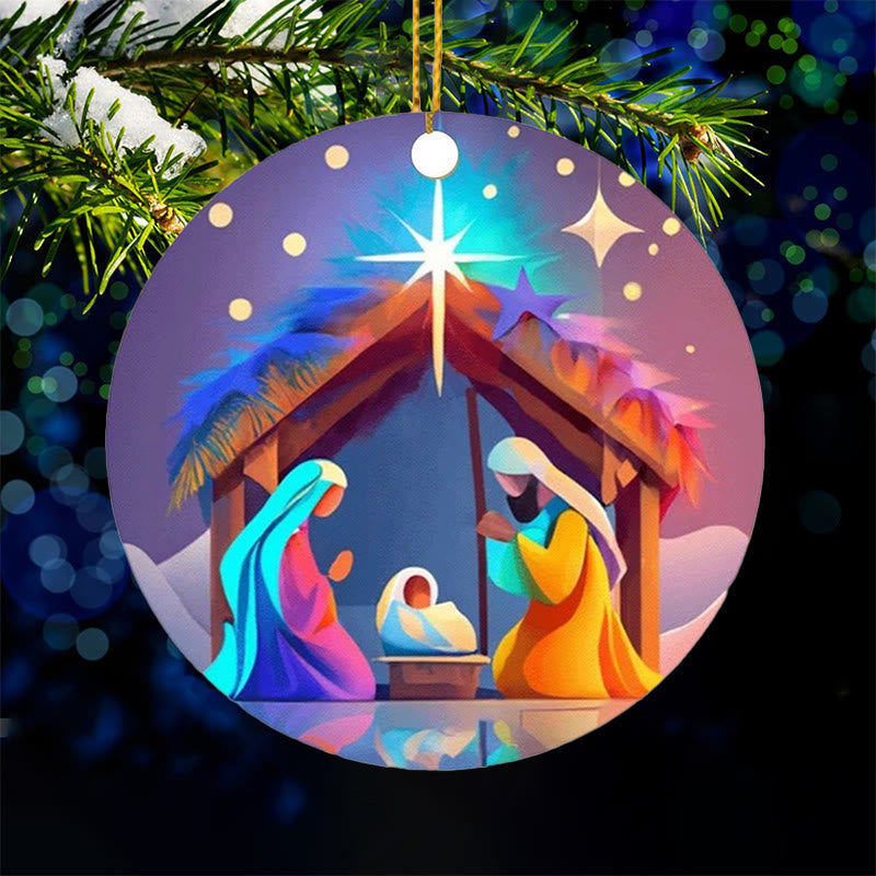 Christianartworkshop Astratto Stile Cartone Animato Natività Benedizione Natale Ornamenti da Appendere C - image 4
