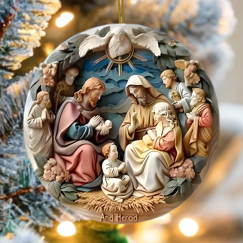 Christianartworkshop Presepe di Natale in stile classico colorato, decorazioni natalizie in acrilico da appendere - Acrilico - image 0