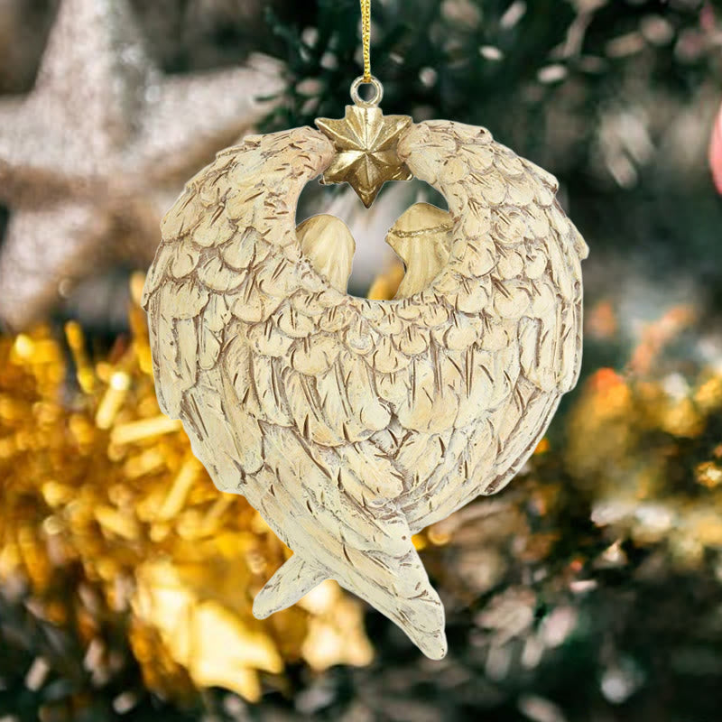 Christianartworkshop Presepe in stile classico con angeli, ali, stelle, decorazioni natalizie da appendere - image 1