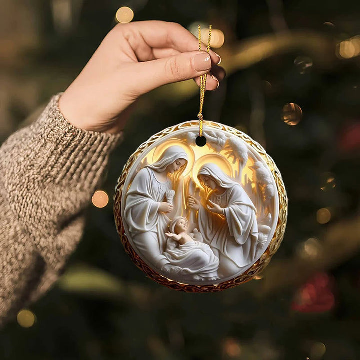 Christianartworkshop 4 Stili di scultura cubista Sacra Famiglia Natività Ornamenti da appendere - image 6
