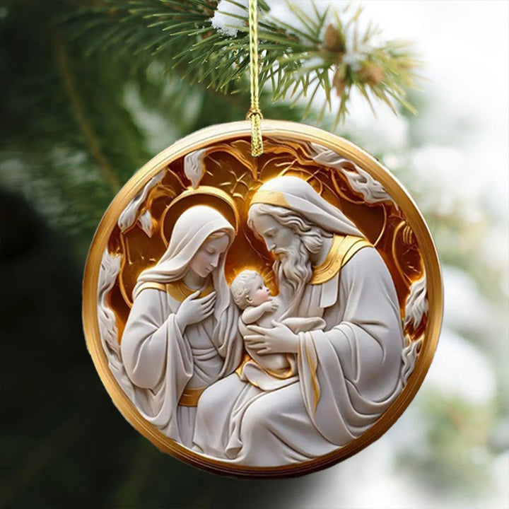 Christianartworkshop 4 Stili di scultura cubista Sacra Famiglia Natività Ornamenti da appendere - image 8