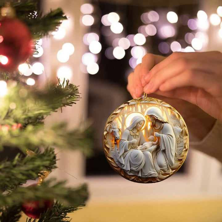 Christianartworkshop 4 Stili di scultura cubista Sacra Famiglia Natività Ornamenti da appendere - Stile 4 - Acrilico - image 11