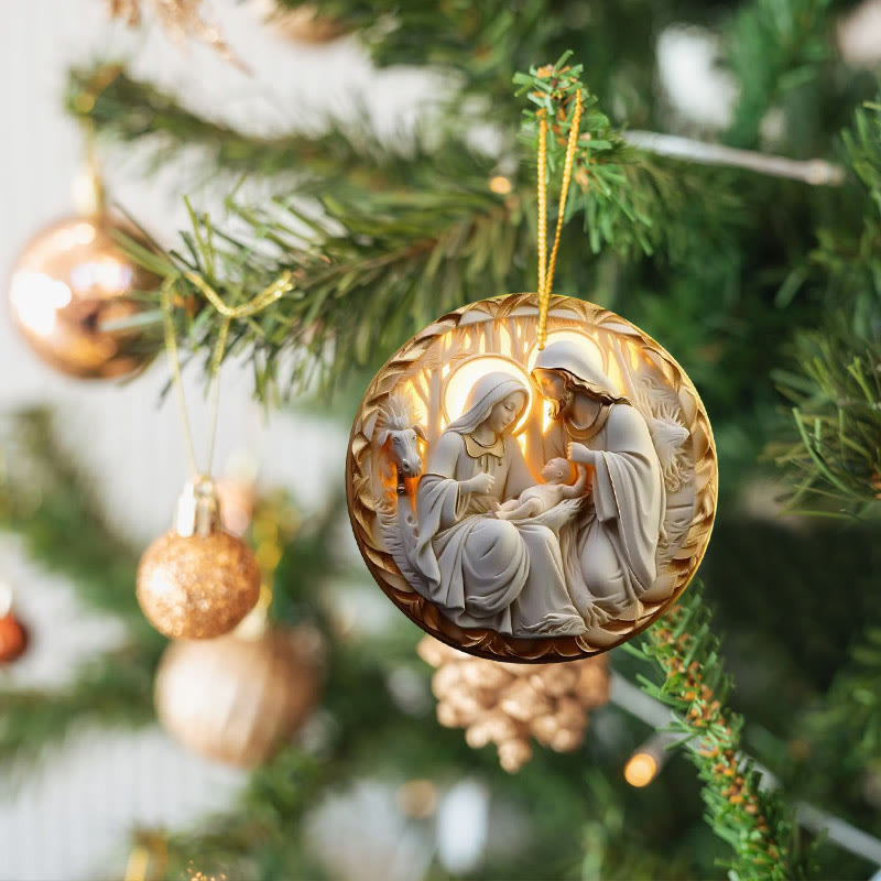 Christianartworkshop 4 Stili di scultura cubista Sacra Famiglia Natività Ornamenti da appendere - image 12