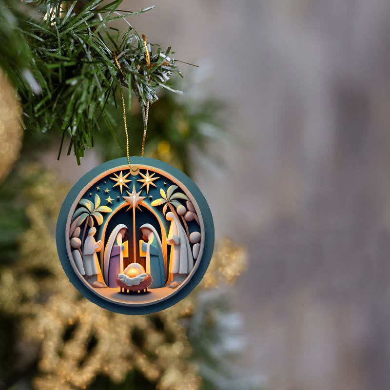 Christianartworkshop Stile cartone animato astratto Natività colorata Decorazioni natalizie da appendere B - Acrilico - image 0