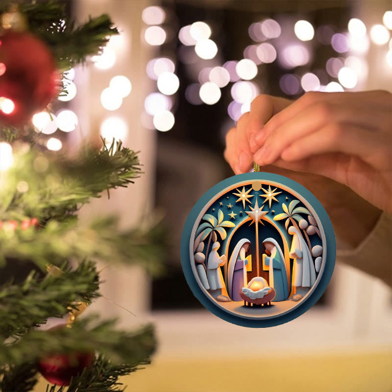 Christianartworkshop Stile cartone animato astratto Natività colorata Decorazioni natalizie da appendere B - Ceramica - image 1