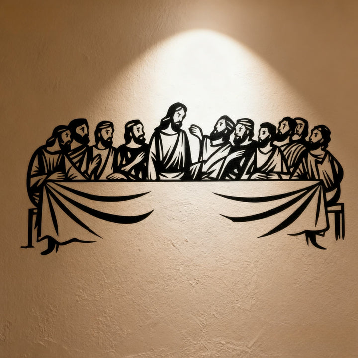 Christianartworkshop Fedele Rappresentazione L'Ultima Cena Decorazione da Parete in Metallo - Nero - 7,32"*15,74"/18,59*40 cm - image 0