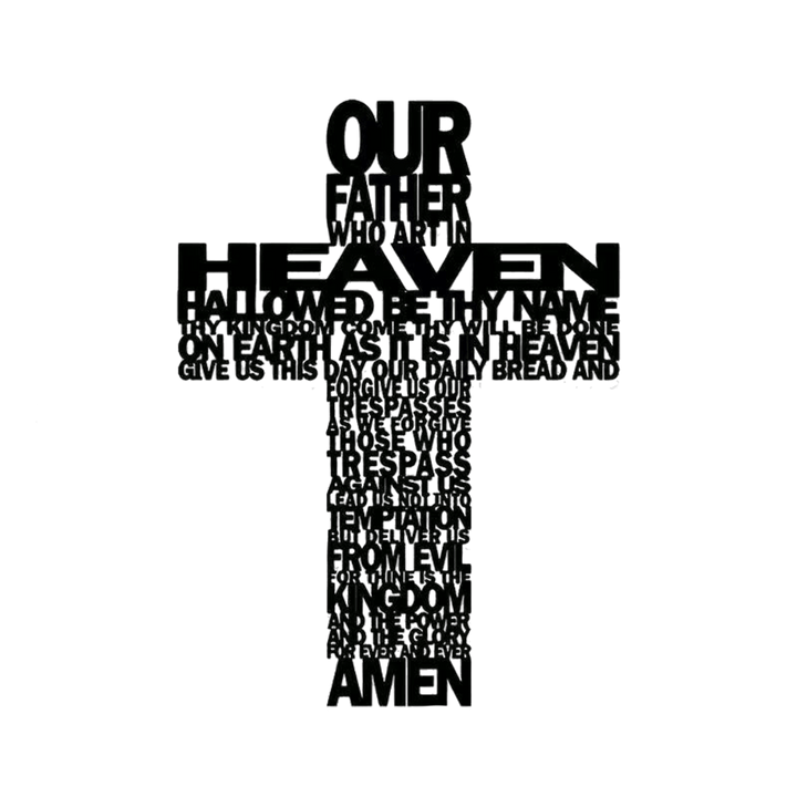 Christianartworkshop Croce del Padre Nostro testurizzata, decorazione da parete in metallo con frasi bibliche - image 5